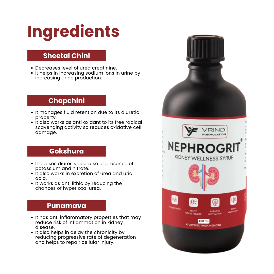 Kidney Wellness Syrup | Helps in CKD | Kidney Detox, Restores Functions | Recommended by Health Professionals - Nephrogrit - Kidney Wellness