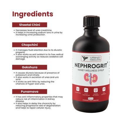 Kidney Wellness Syrup | Helps in CKD | Kidney Detox, Restores Functions | Recommended by Health Professionals - Nephrogrit - Kidney Wellness